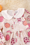 Pumpkin Printed Dress w/ Bubble Sleeve
