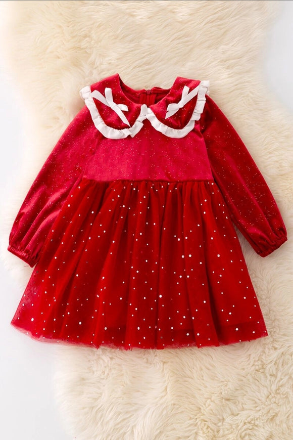 Shimmery Red Dress with Fancy Velvety Fabric