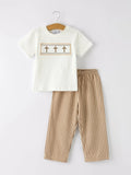 Stripe Smocked Cross Toddler Boys Set