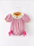 Autumn Rooster Smock Embroidered Baby Girl Romper