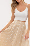 Polka Dot Button Down Midi Skirt