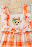 Scarecrow Applique Dress with Embroidered Hem