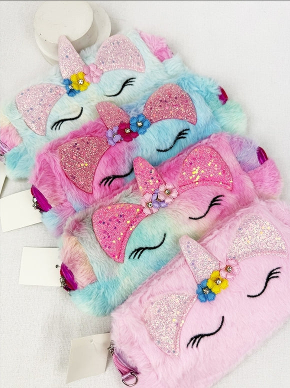 Soft Unicorn Plush Cosmetic Pouch