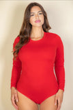 Solid Long Sleeve Round Neck Bodysuit