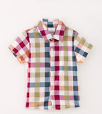 Fall Autumn Boys Plaid Button Down