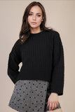Bev Oversized Textured Solid Casual Knit Sweater Top