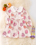 Pumpkin Printed Dress w/ Bubble Sleeve