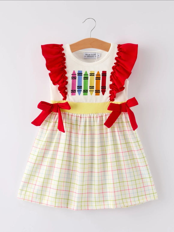 Back-To-School Embroidery Girls' Dress