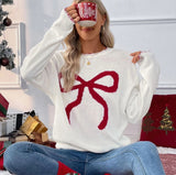 Red Bow Crew Neck Sweater