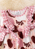 Pumpkin Printed Baby Onesie with Gingham Trim