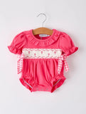 Hot Pink Smocked Cross Romper