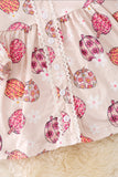 Pumpkin Printed Dress w/ Bubble Sleeve
