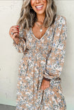 Maple Grove Floral Smocked Puff Sleeve Long Dress