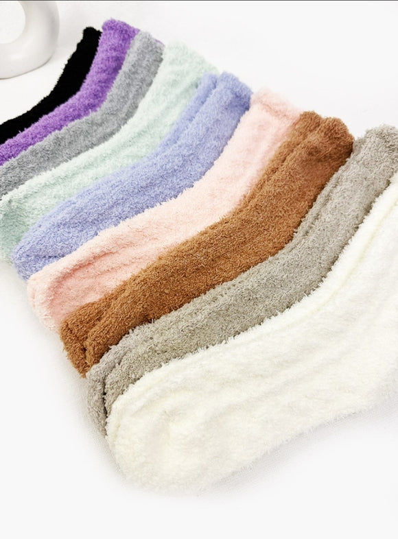 Solid Cabin Plush Warm Sleep Soft Adult Socks