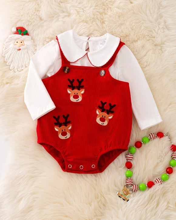 Deer Embroidery Baby Onesie with Undershirt