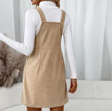 Corduroy Overall Dress with Pocket