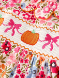 Pumpkin Bow Smock Embroidered Floral Dress