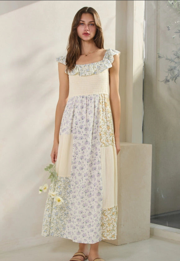 Mandy Cotton Gauze Patchwork Dress