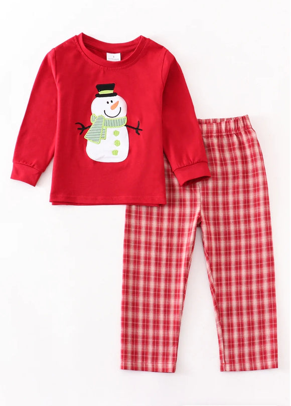 Snowman Embroidered Set