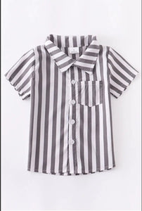 Grey Stripe Button Shirt