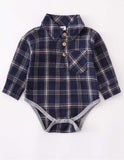 Boys Plaid Collared Onesie